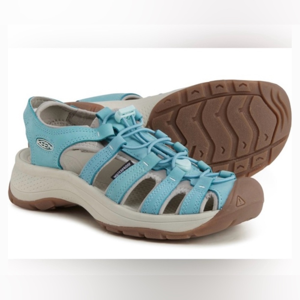 KEEN Astoria West Women’s Sz 7.5 Blue Glass Leather Hiking Shoes Waterproof